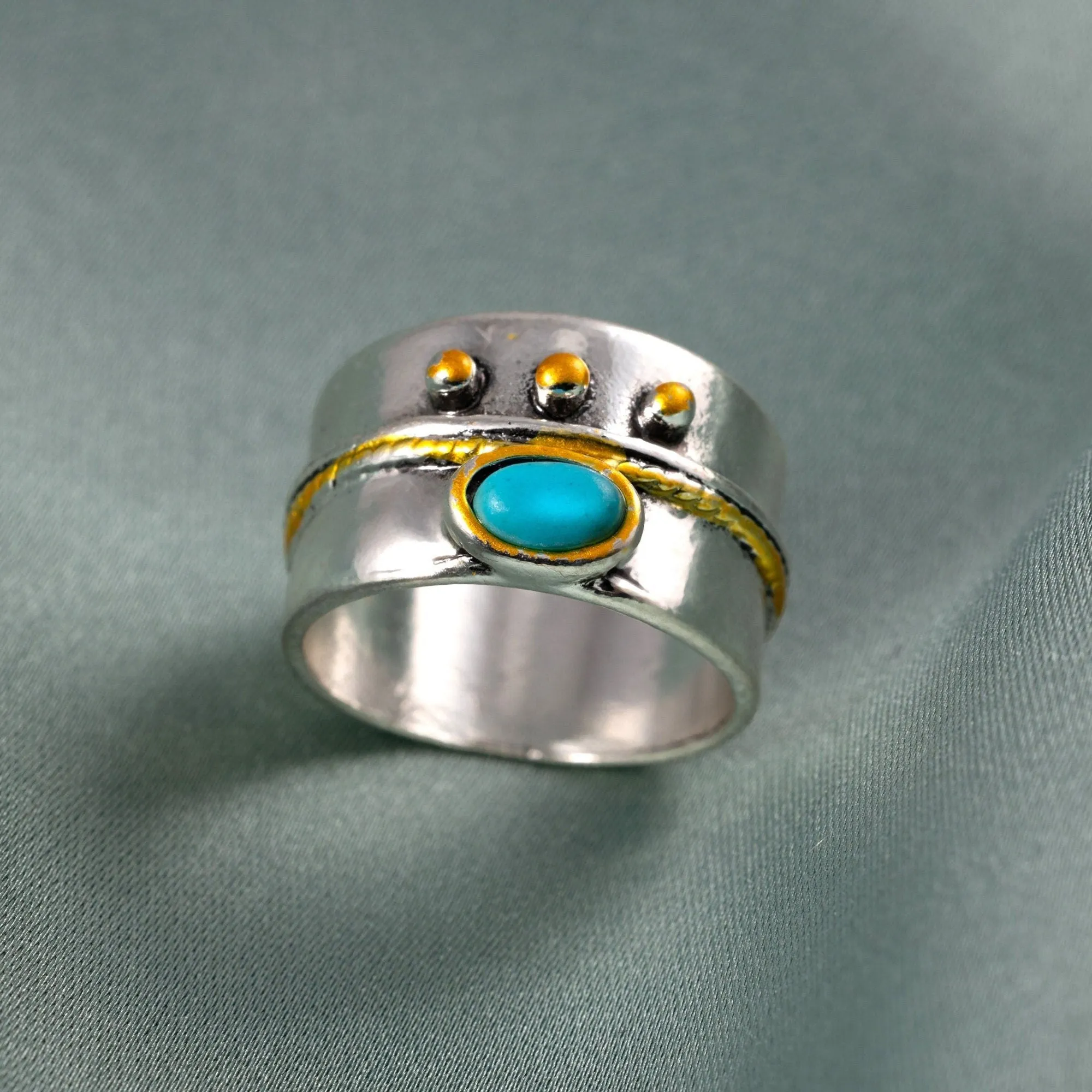 Statement Silver Ring with Blue Stone