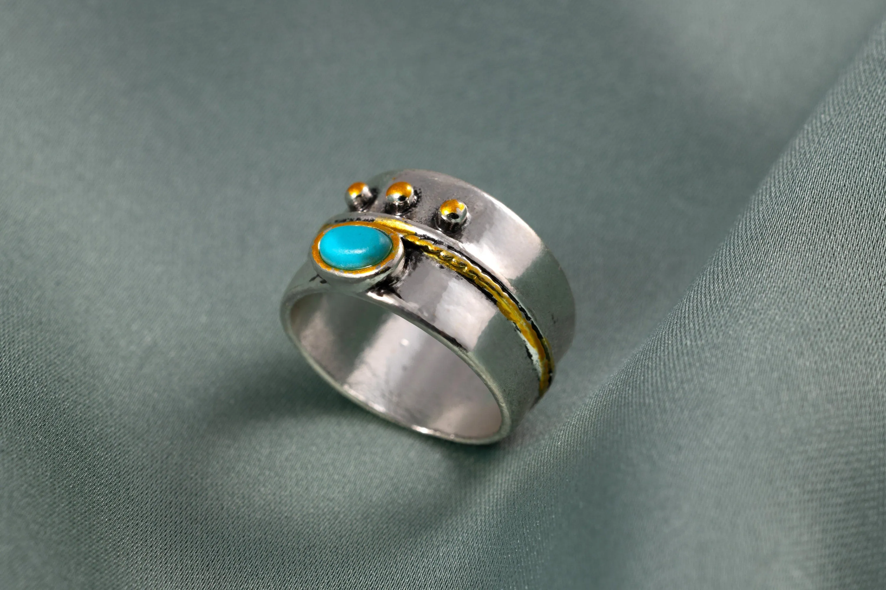 Statement Silver Ring with Blue Stone