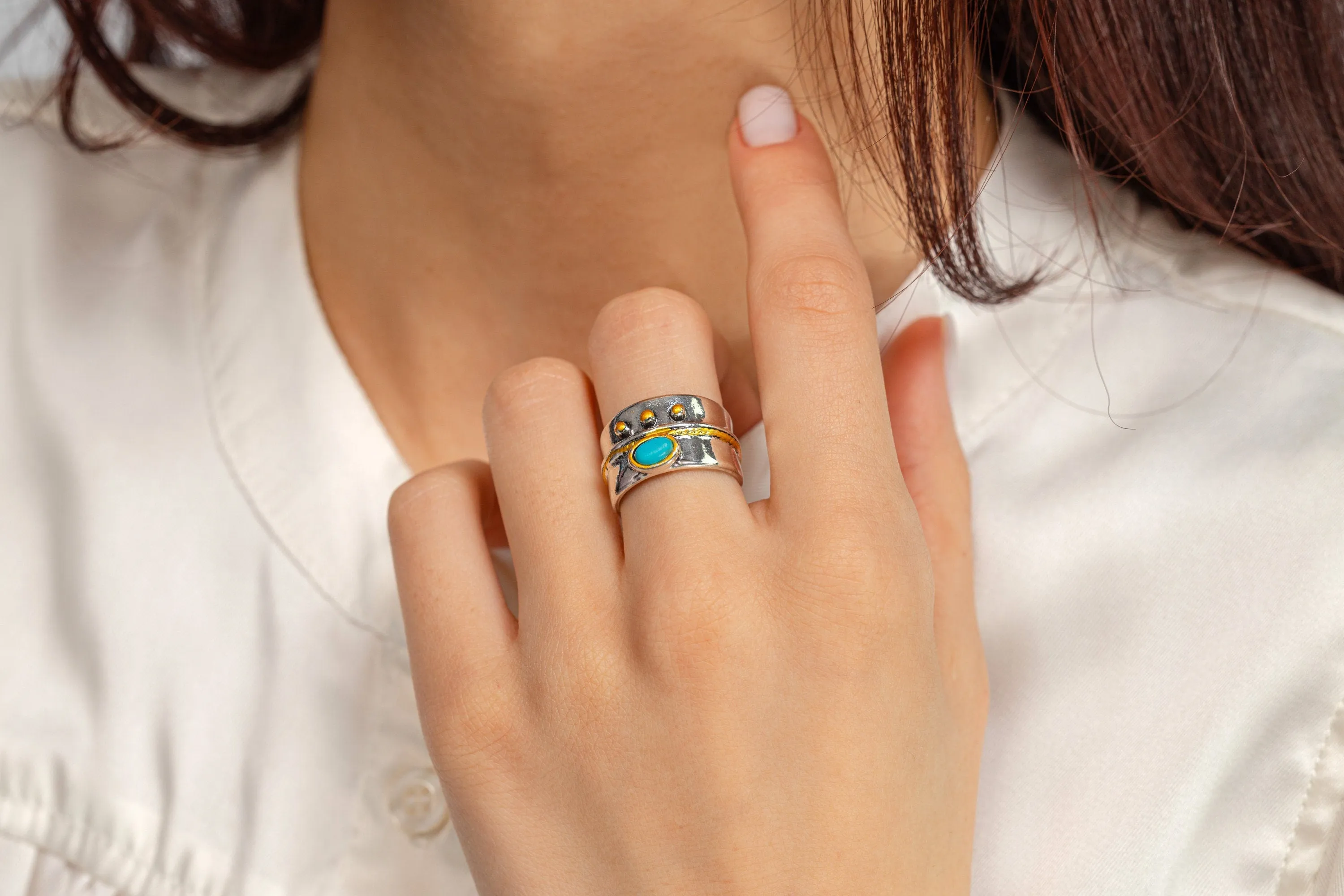 Statement Silver Ring with Blue Stone