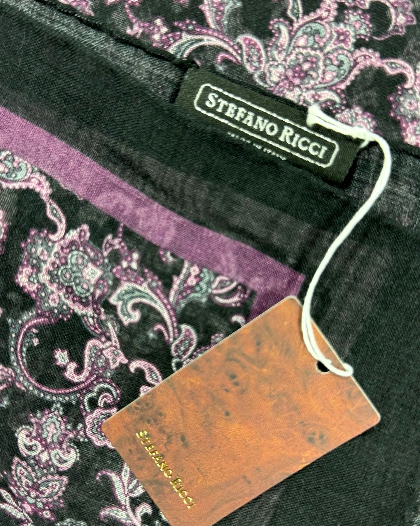 Stefano Ricci Scarf Black Purple Paisley Ornamental - Cashmere Shawl