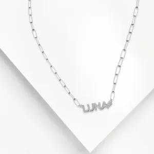 Sterling Silver Nameplate Necklace With Chain Link