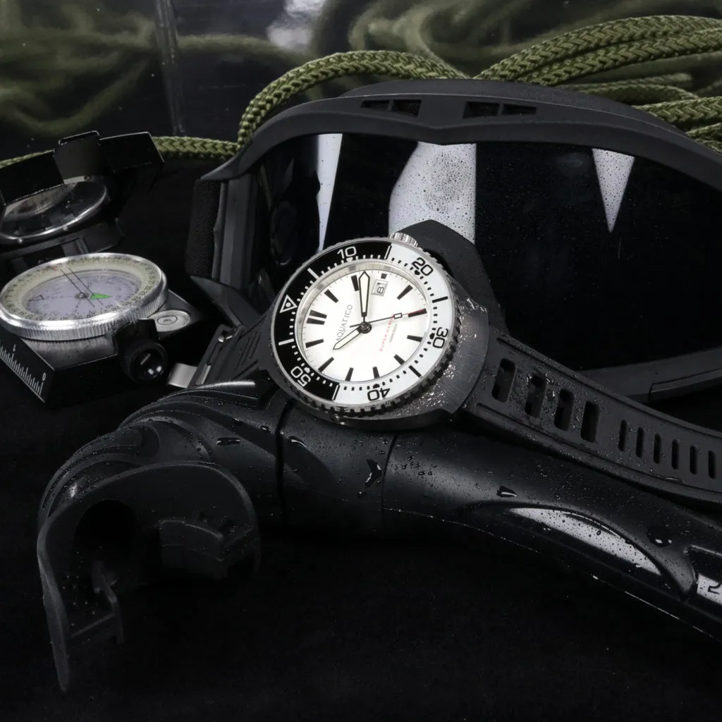 Super Marine Titanium Full Lume White Dial Sapphire Inlay Watch