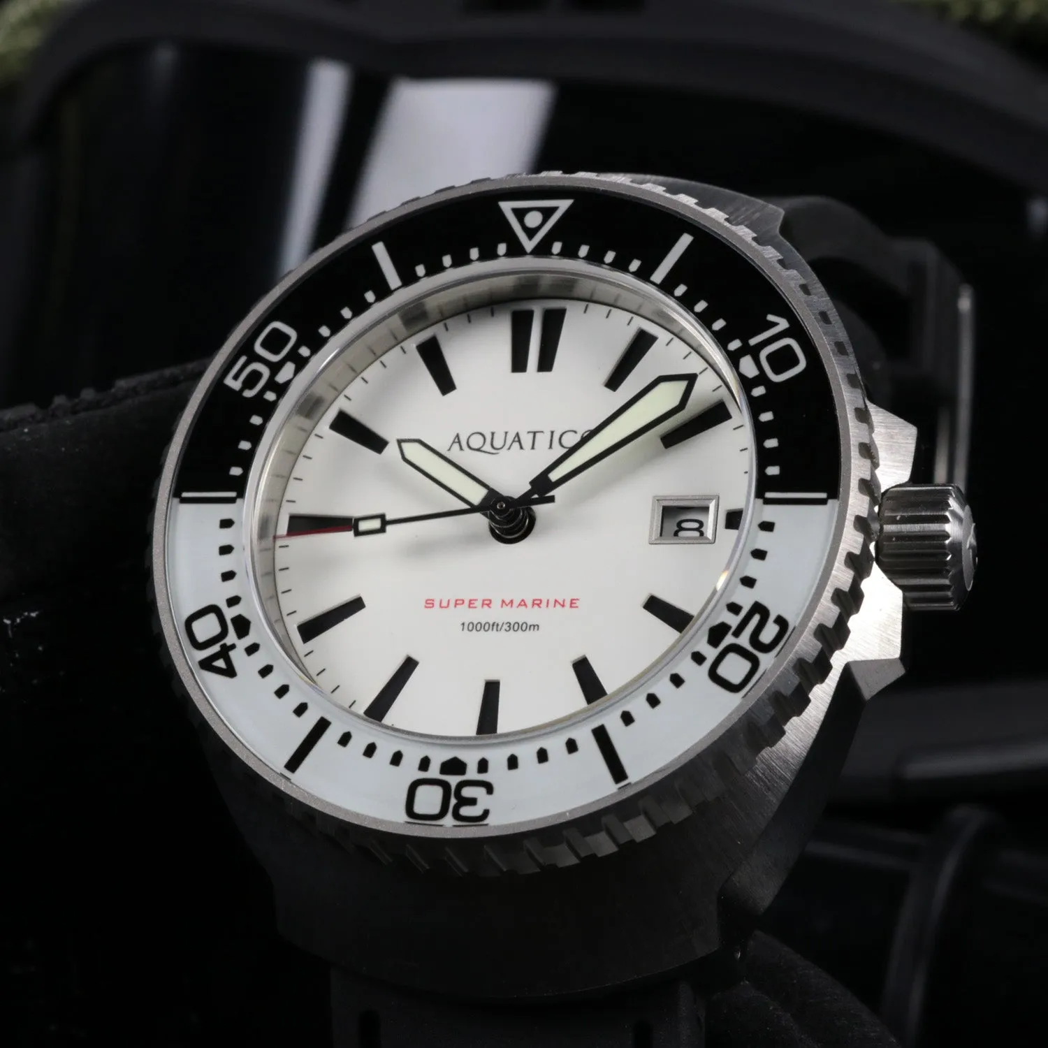 Super Marine Titanium Full Lume White Dial Sapphire Inlay Watch
