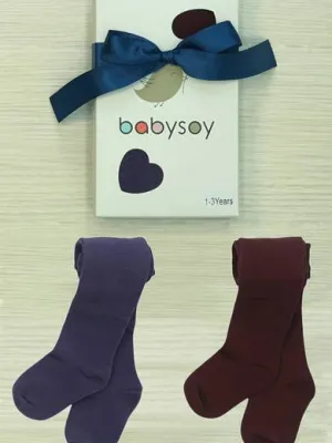 Tights - Set of 2 (Purple   Burgundy)