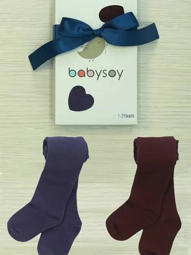 Tights - Set of 2 (Purple   Burgundy)