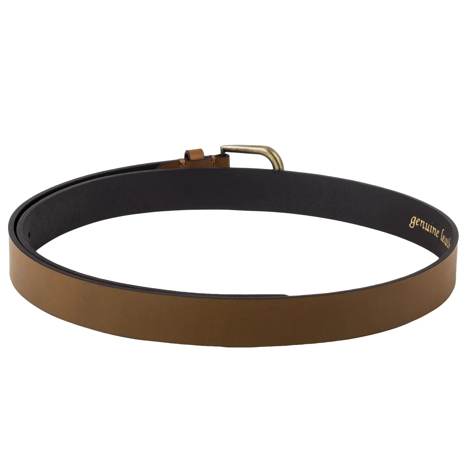 Two-tone tan genuine leather Women's Belt