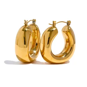 VAIGE Premium Stainless Steel Geometric Chunky Hoop Earrings - Waterproof Fashion Jewelry with PVD Gold Plating