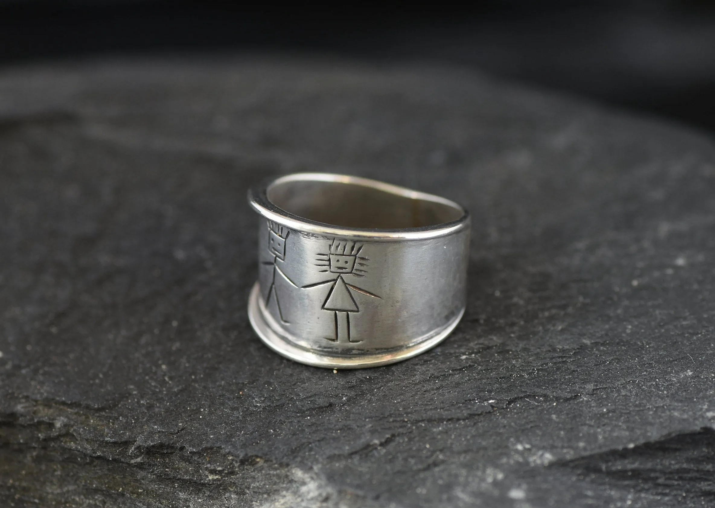 Wide Silver Band - Friendship Statement Ring - Chunky Silver Band