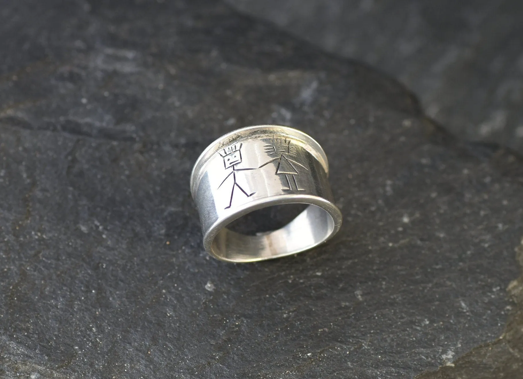 Wide Silver Band - Friendship Statement Ring - Chunky Silver Band