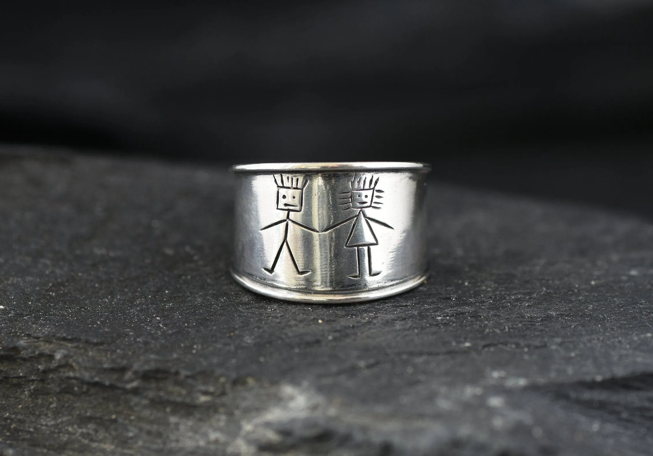 Wide Silver Band - Friendship Statement Ring - Chunky Silver Band