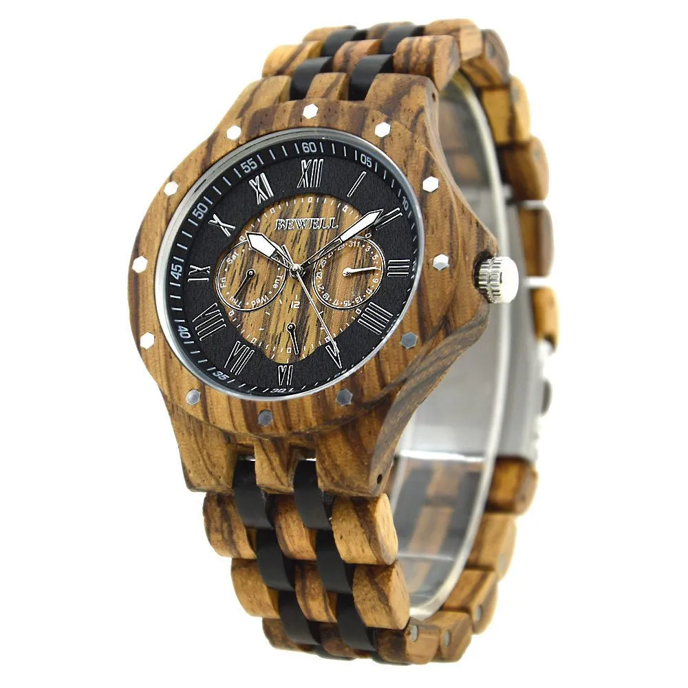 Wooden Large Dial Quartz Watch For Men