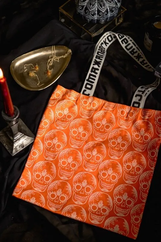 Xander Kostroma  -Limited Edition Skull Logo Eco Shopping Bag (Orange) –100% Cotton Canvas (38cm x 35cm) –Perfect for Eco Friendly yet Fashionable Bag Lovers