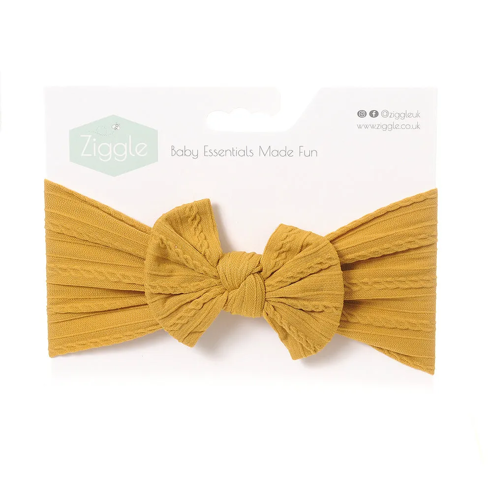 Ziggle Top Bow Turban Headband Mustard