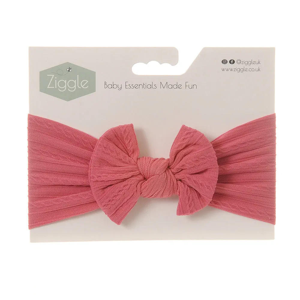 Ziggle Top Bow Turban Headband Raspberry