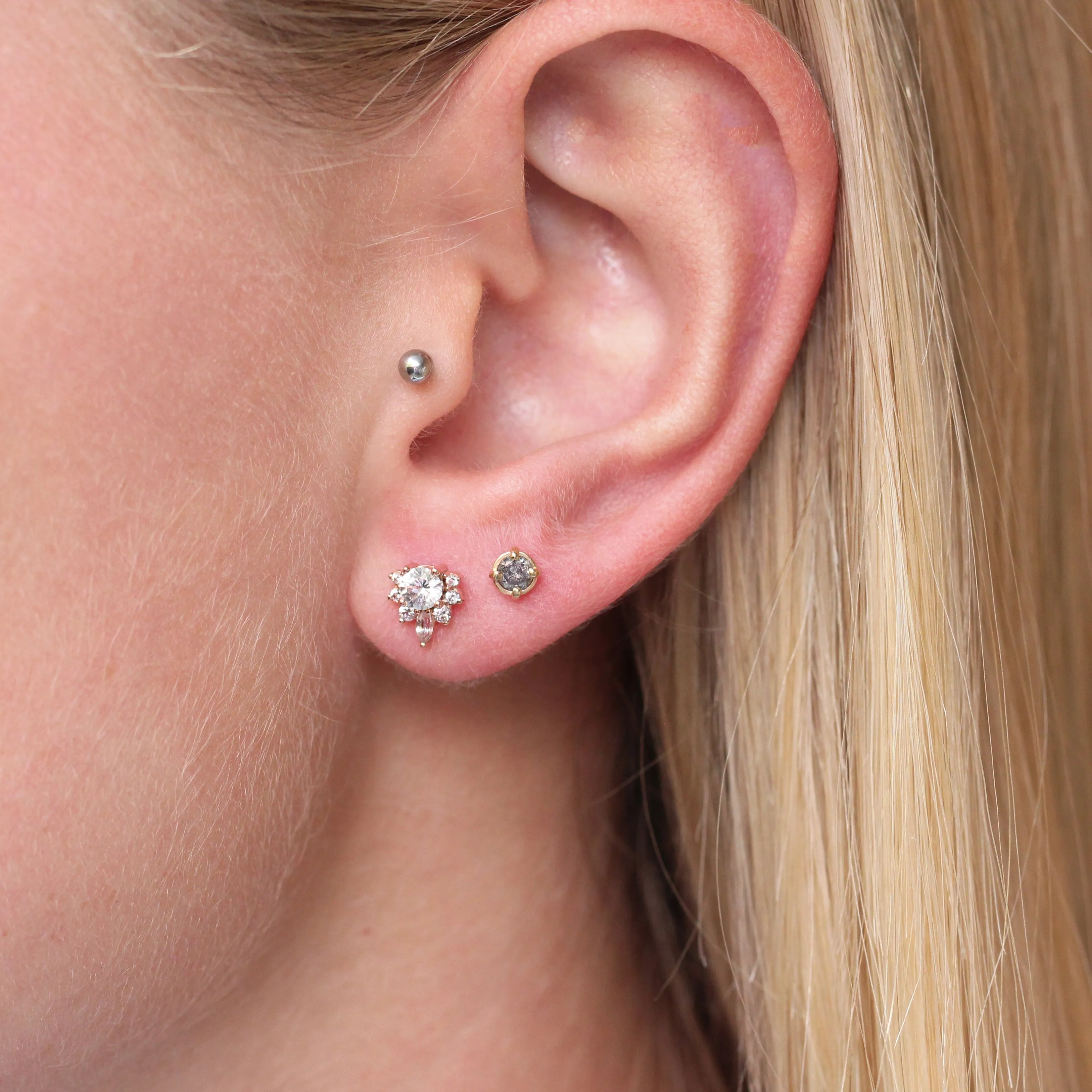 Zoe Earrings with White Sapphires - Made to Order, Choose Your Gold Tone