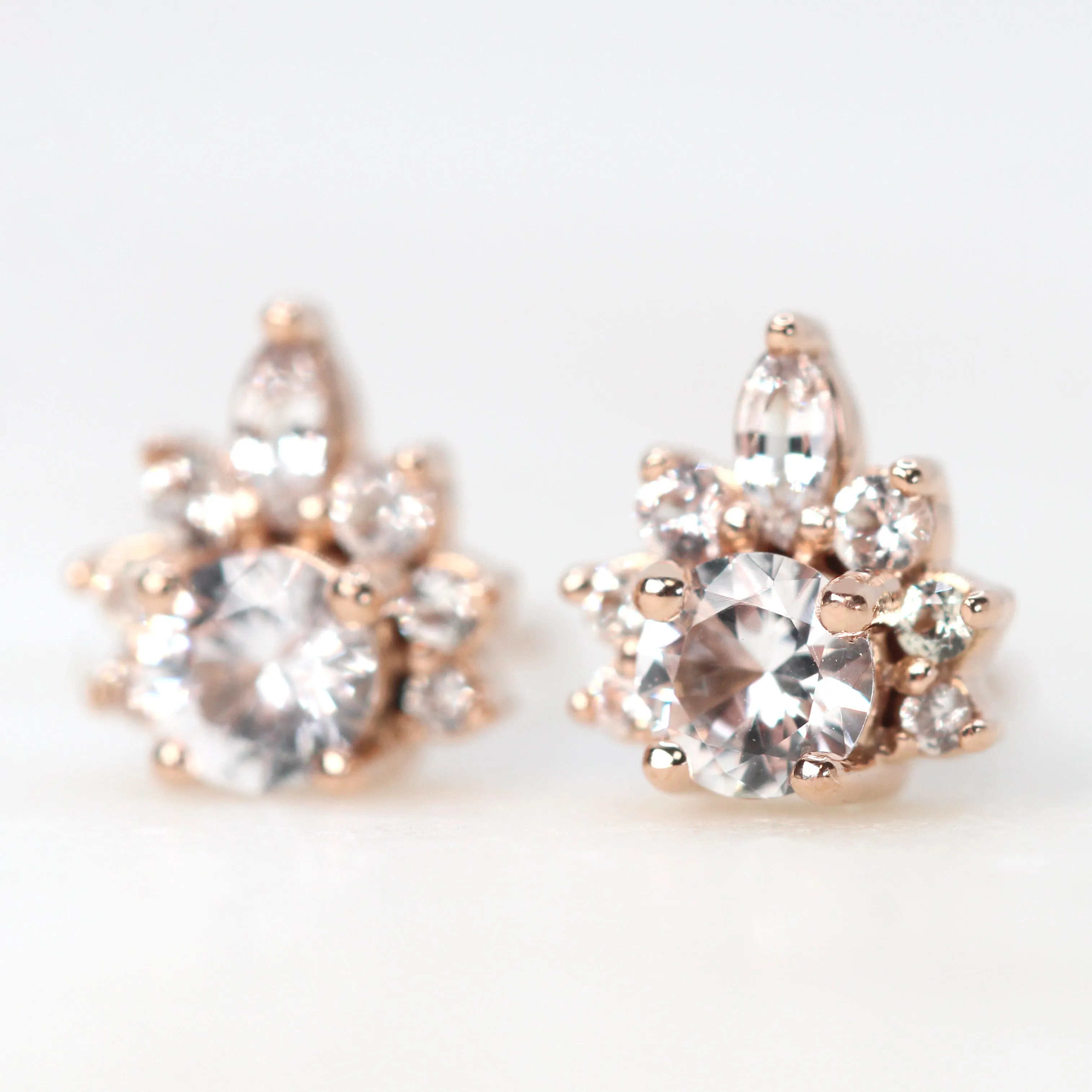 Zoe Earrings with White Sapphires - Made to Order, Choose Your Gold Tone
