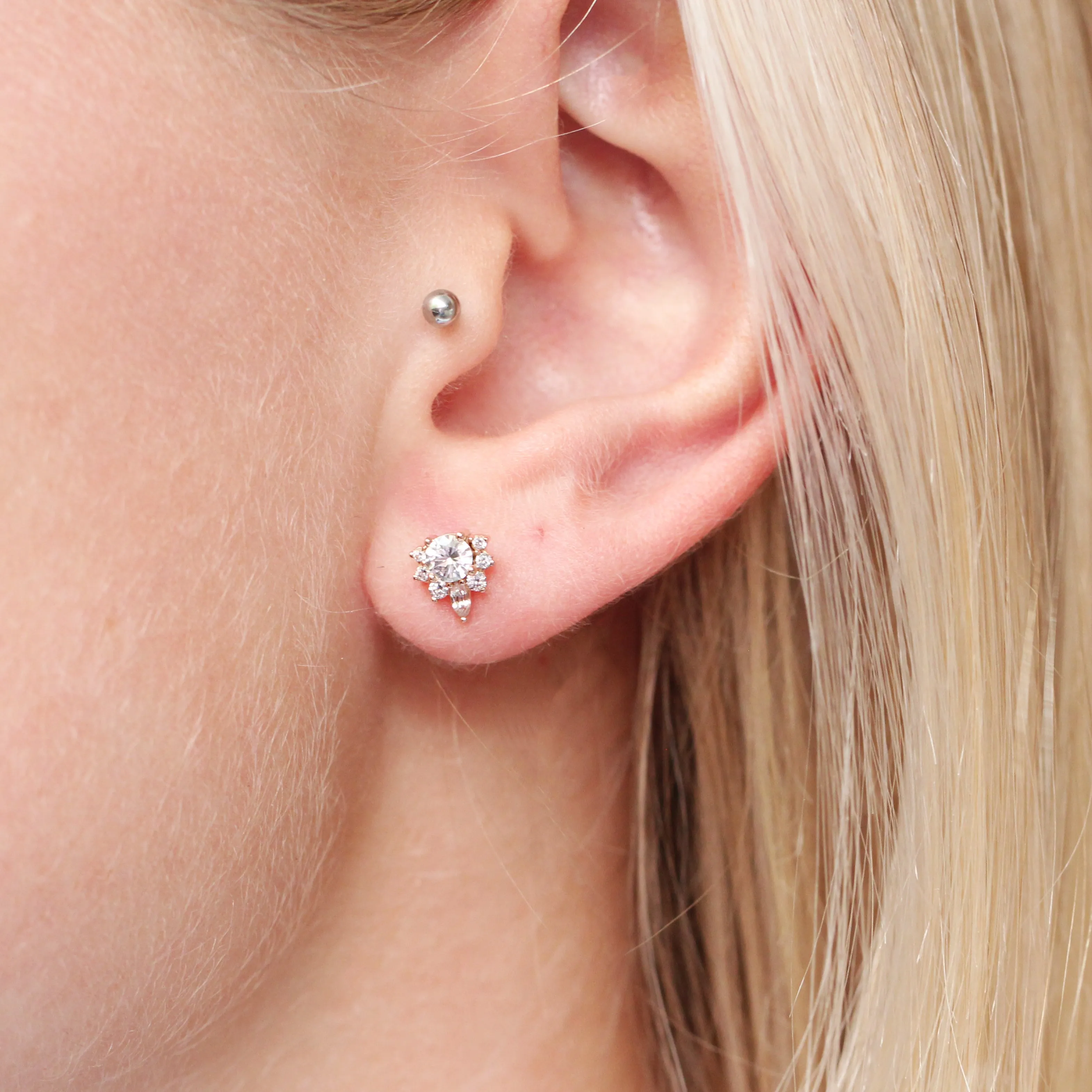 Zoe Earrings with White Sapphires - Made to Order, Choose Your Gold Tone