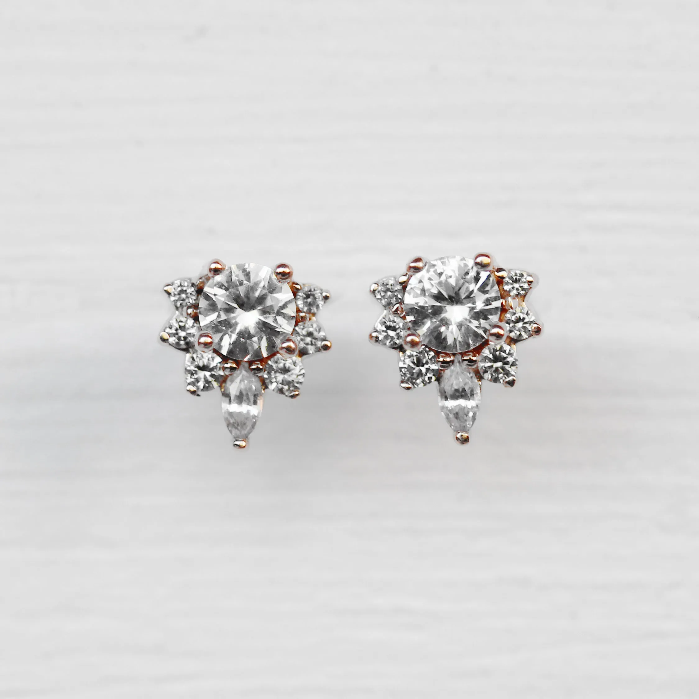 Zoe Earrings with White Sapphires - Made to Order, Choose Your Gold Tone